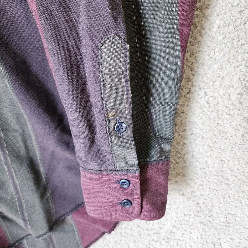 VTG Wrangler Gold Multicolor Striped Western Button Down LS Shirt Size XL‎